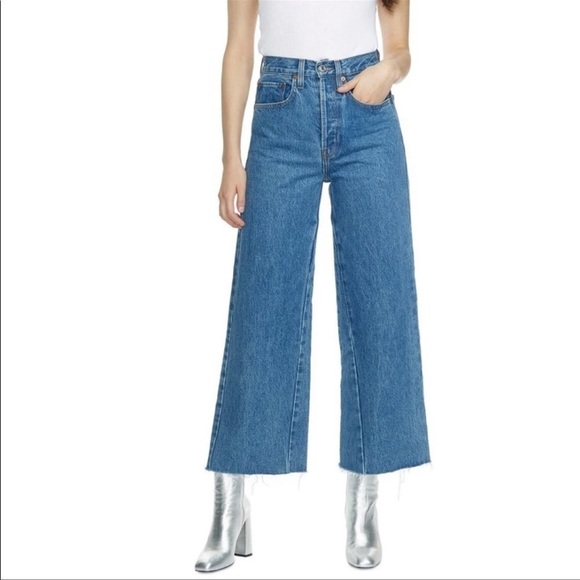 Re/Done Leandra High Waist Wide Leg Crop Jean size 26 - Picture 1 of 16